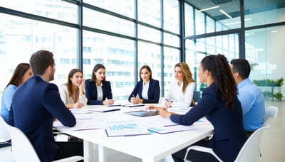 Equipo profesional gestionando procesos administrativos de manera eficiente